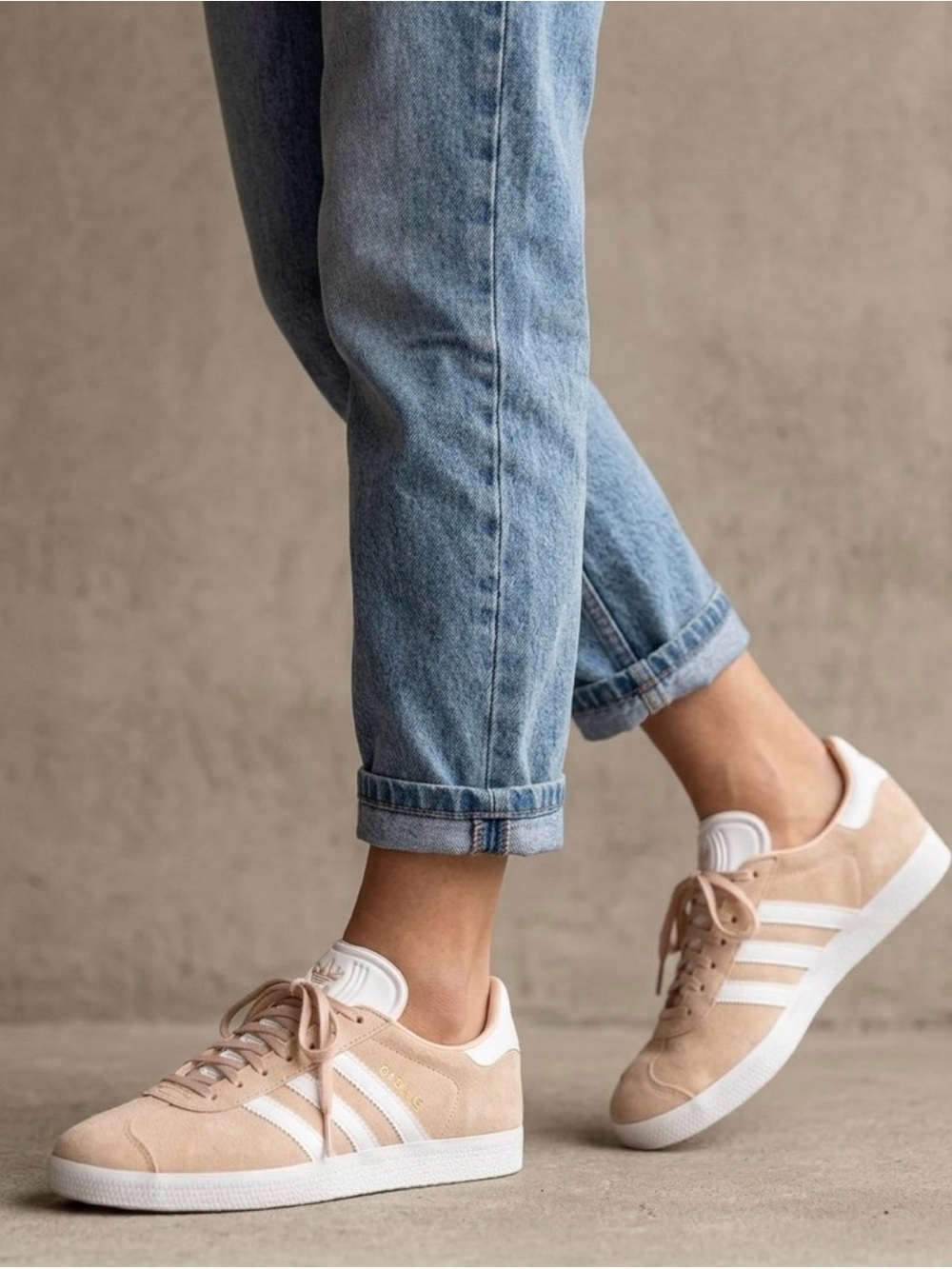 🤍 adidas Women's Gazelle Suede Sneakers in Beige and White